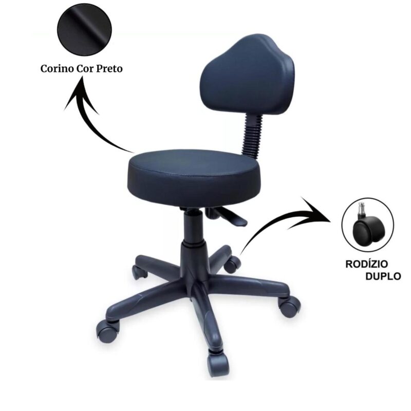 Cadeira Mocho com Encosto – Corino Preto 32983 Magazine Office 3