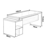 Mesa PEDESTAL RETA C/ VIDRO (03 Gav.) – 1,92X0,70m NOGAL SEVILHA/PRETO – 21399 Magazine Office 8