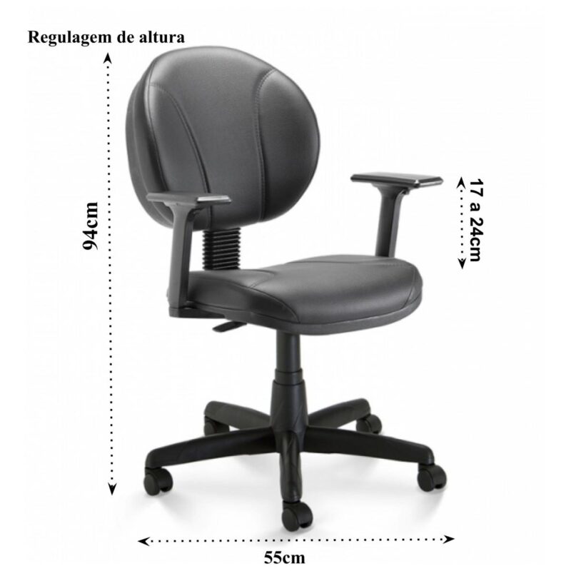 Cadeira de Escritório Executiva PLUS COSTURADA c/ Braços Reguláveis – 32980 Magazine Office 5