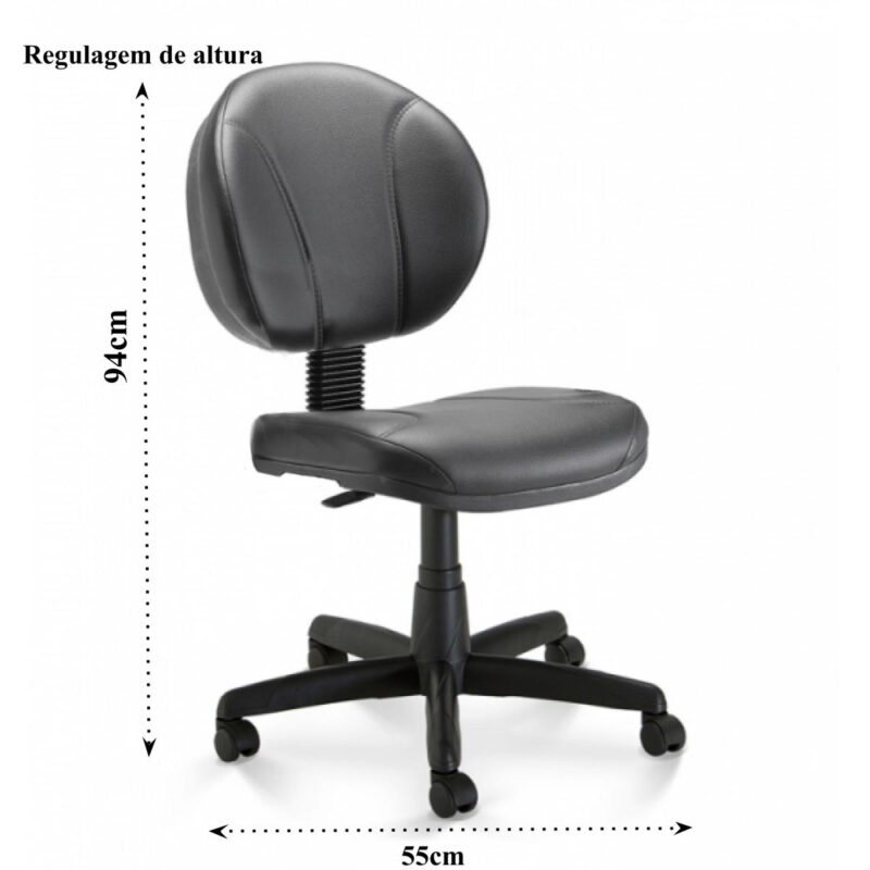 Cadeira Executiva PLUS COSTURADA s/ Braços – CORINO – COR PRETO 32979 Magazine Office 4