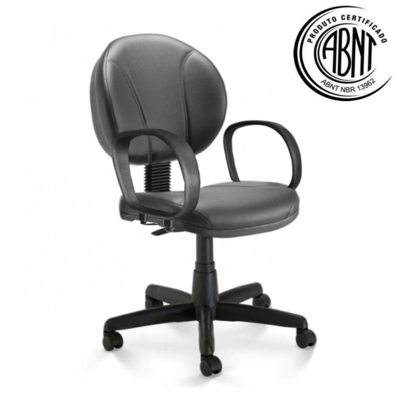 Cadeira Executiva PLUS COSTURADA c/ Braço Corsa – CORINO – COR PRETO – 32978 Magazine Office 3