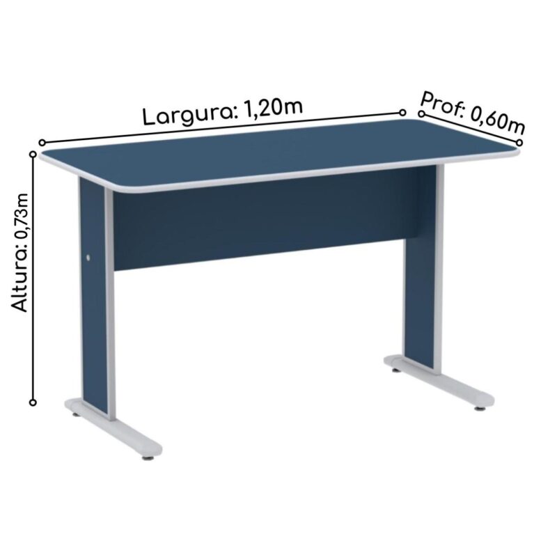 Mesa Escritório 1,20×0,60m s/ Gavetas – Cor Azul 44084 Magazine Office 3