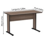 Mesa Escritório 1,20×0,60m s/ gavetas – Cor Walnut 44095 Magazine Office 7