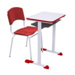 Kit Escolar Individual VERMELHO – (Mesa e Cadeira) – ADULTO – MADEIRA – COR VERMELHO – 40096 Magazine Office 6