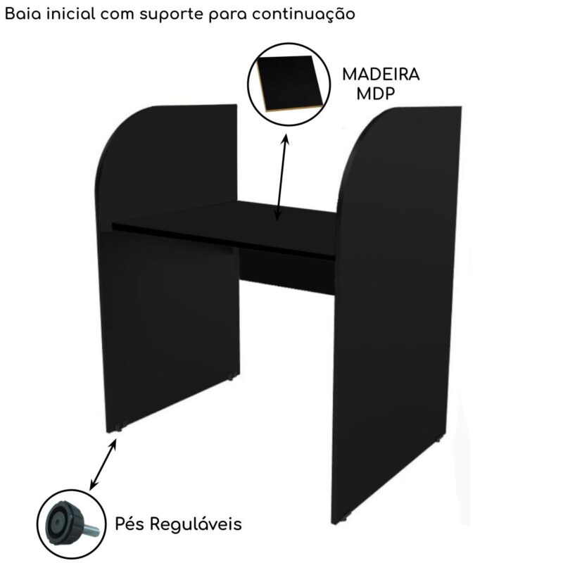 Baia INICIAL para Atendimento 1,20×0,80×0,60mPRETA/PRETA – 24015 Magazine Office 4