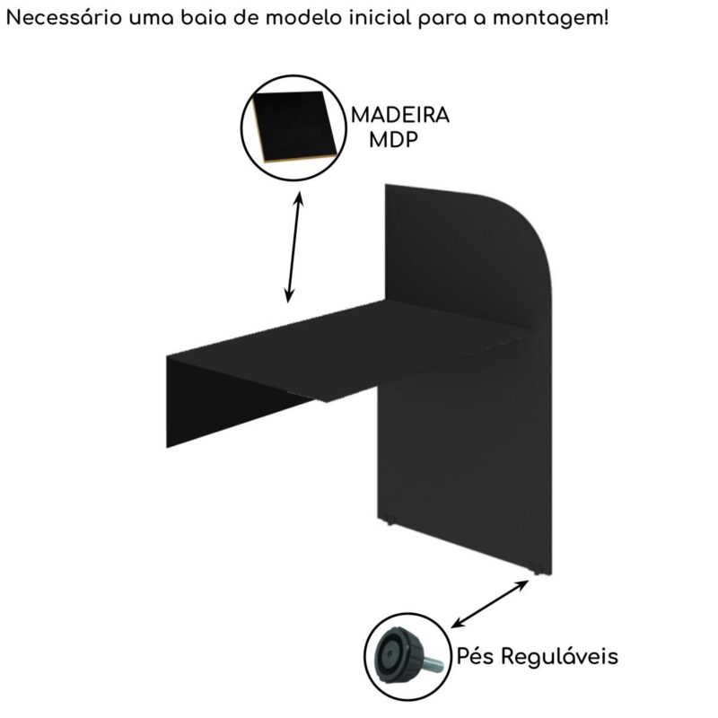 Baia CONTINUAÇÃO para Atendimento 1,20×0,80×0,60mPRETA/PRETA – 24016 Magazine Office 4