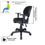 Cadeira Executiva Back System COSTURADA com Braços Reguláveis – Cor Preta – 31008 Magazine Office 11