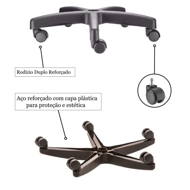 Cadeira Executiva Back System COSTURADA com Braços Reguláveis – Cor Preta – 31008 Magazine Office 6