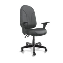 Cadeira Presidente PLUS BACK SYSTEM Baixa Costurada c/ Braços Reguláveis – Corino Preto 32974 Magazine Office