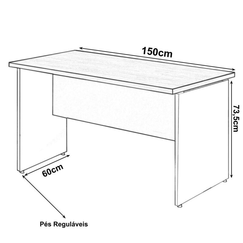 Mesa Escritório 1,50×0,60m – S/ Gavetas MARSALA / PRETO – 23472 Magazine Office 3