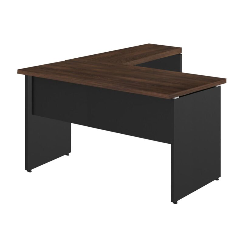 Mesa em “L” (Mesa 1,70m + Mesa Auxiliar) c/ 02 Gavetas – – Marsala / Preto – 23479 Magazine Office 2