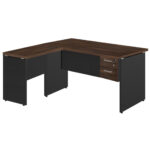 Mesa em “L” (Mesa 1,70m + Mesa Auxiliar) c/ 02 Gavetas – – Marsala / Preto – 23479 Magazine Office 9