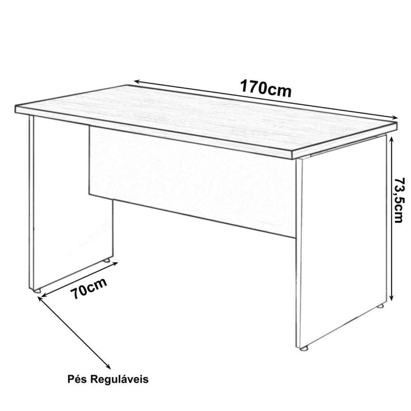 Mesa Escritório 1,70×0,60m – C/ 02 Gavetas MARSALA / PRETO – 23475 Magazine Office 3