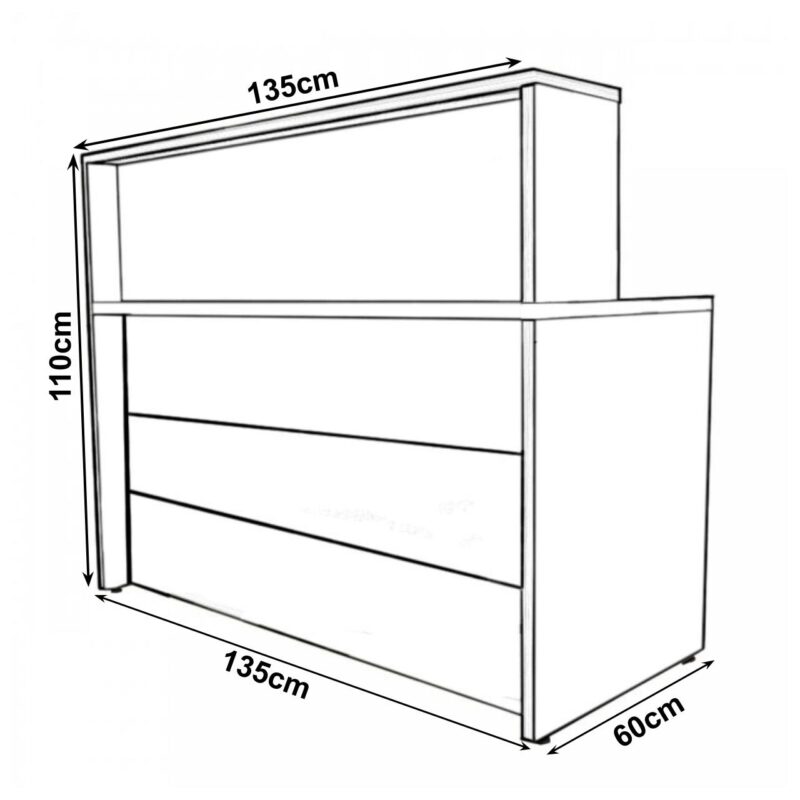 Balcão de Atendimento 1.35×1,13×0,60m – C/ Gavetas MARSALA/PRETO – 63084 Magazine Office 4