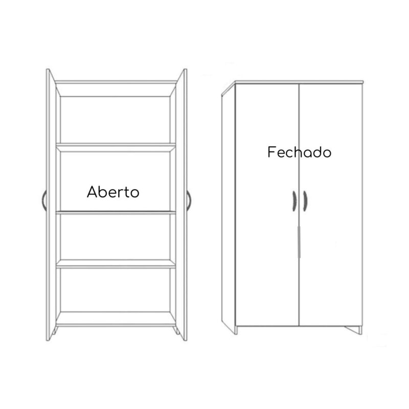 Armário Alto Fechado com 02 Portas – 1,59X0,80X0,42m CINZA/CINZA – 21209 Magazine Office 4