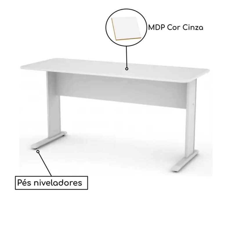 Mesa Escritório 1,20×0,60m – c/ Gavetas CINZA/CINZA – 43084 Magazine Office 4