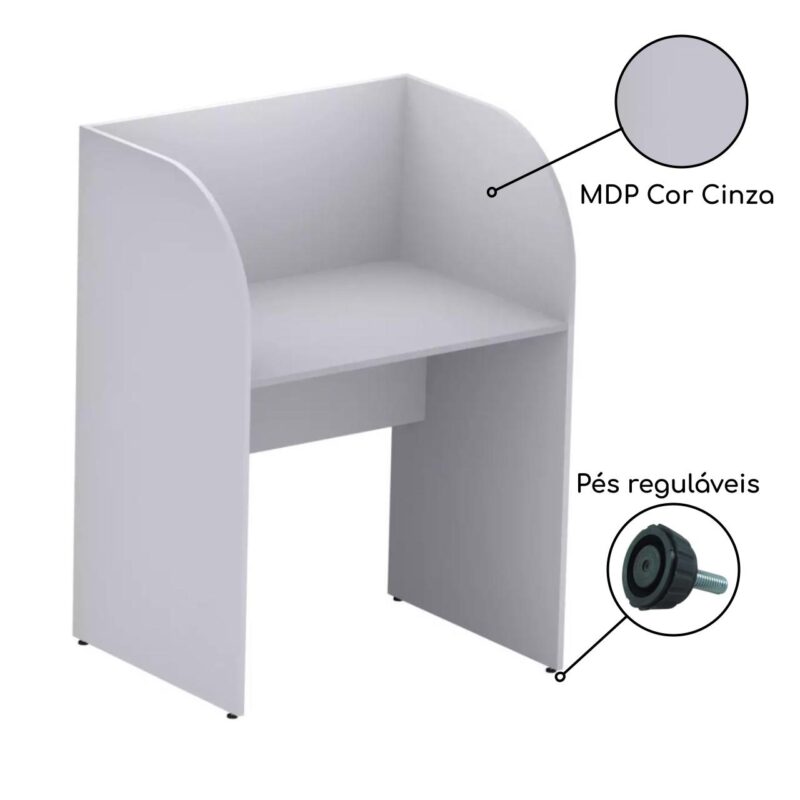 Baia Inicial FECHADA para Atendimento 1,20×0,80×0,60m c/ FUNDOCINZA/CINZA – 24012 Magazine Office 4