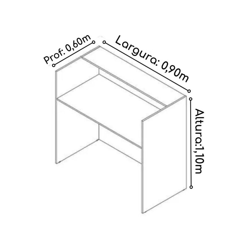 Balcão de Atendimento 0,90×0,60m – S/ Gavetas Cor Branco – 63095 Magazine Office 4