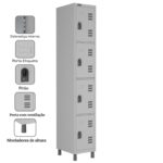 Roupeiro LOCKER de Aço c/ 04 Portas Pequenas – 1,90×0,32×0,40m – W3 – CZ/CZ 11016 Magazine Office 6