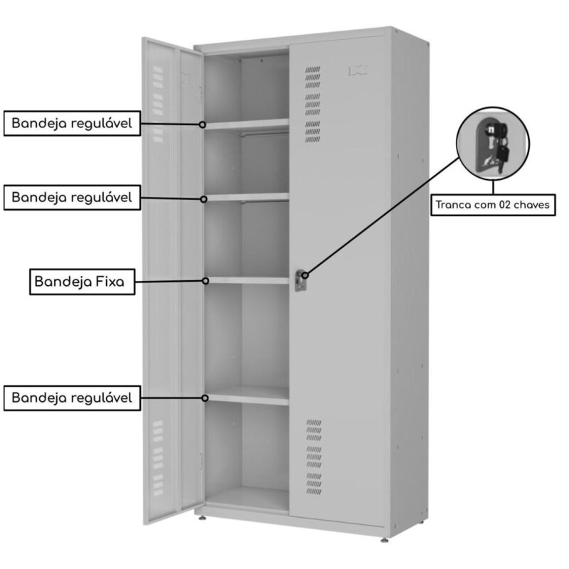 Armário de Aço PA-90 – 1,98×0,90×0,40m – CHAPA #26 CZ/CZ – W3 – 17004 Magazine Office 3