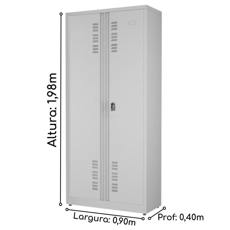 Armário de Aço PA-90 – 1,98×0,90×0,40m – CHAPA #26 CZ/CZ – W3 – 17004 Magazine Office 4