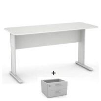 Mesa Escritório 1,20×0,60m – c/ Gavetas CINZA/CINZA – 43084 Magazine Office