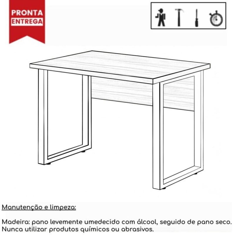 Mesa Escritório PÉ QUADRO – 1,20×0,60m – S/ Gavetas – MARSALA/PRETO – 25469 Magazine Office 4