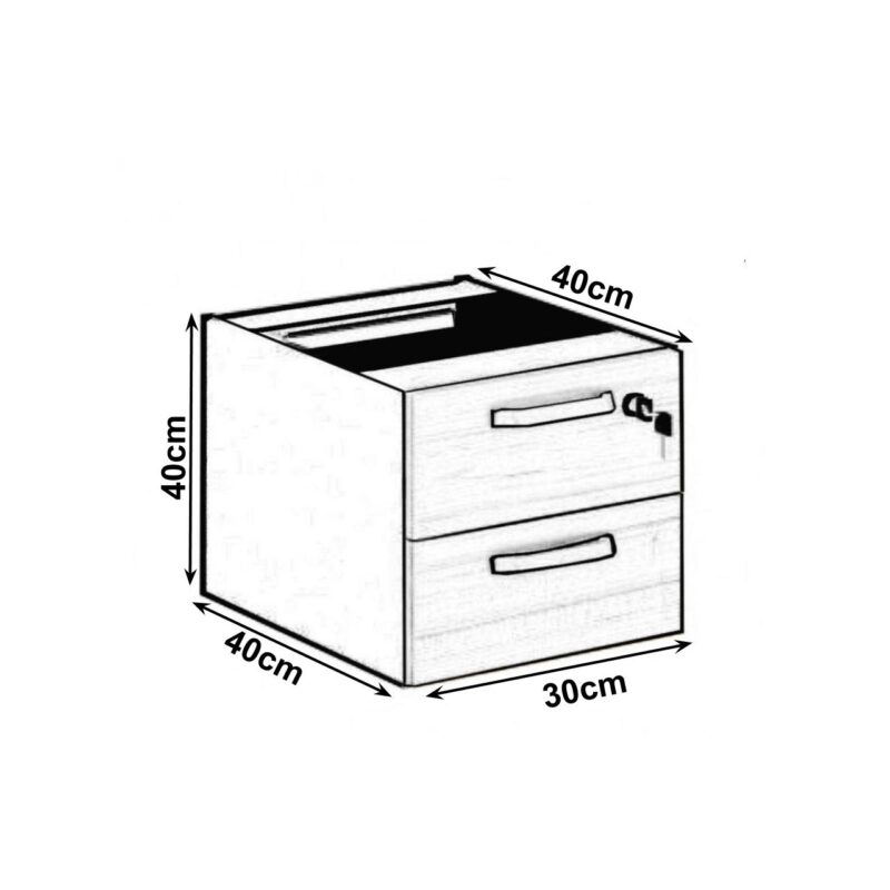 Mesa em L PÉ QUADRO (Mesa 1,70m + Mesa Auxiliar) – C/ Gavetas NOGAL SEVILHA/PRETO – 24479 Magazine Office 6