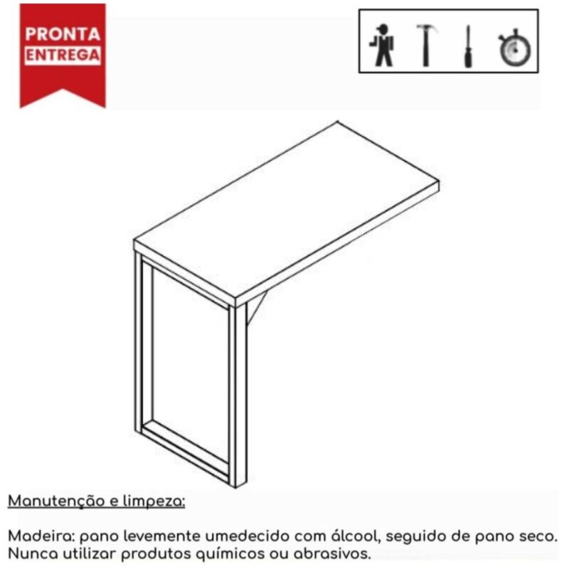 Mesa em L com PÉ QUADRO (Mesa 1,70m + Mesa Auxiliar) – S/ Gavetas MARSALA/PRETO – 25478 Magazine Office 4