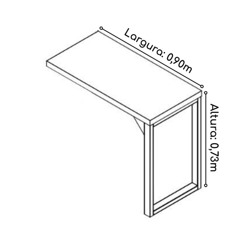 Mesa em L PÉ QUADRO (Mesa 1,70m + Mesa Auxiliar) – S/ Gavetas NOGAL SEVILHA/PRETO – 24478 Magazine Office 5