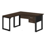 Mesa em L com PÉ QUADRO – (Mesa 1,70m + Mesa Auxiliar) – C/ Gavetas MARSALA/PRETO – 25479 Magazine Office 8