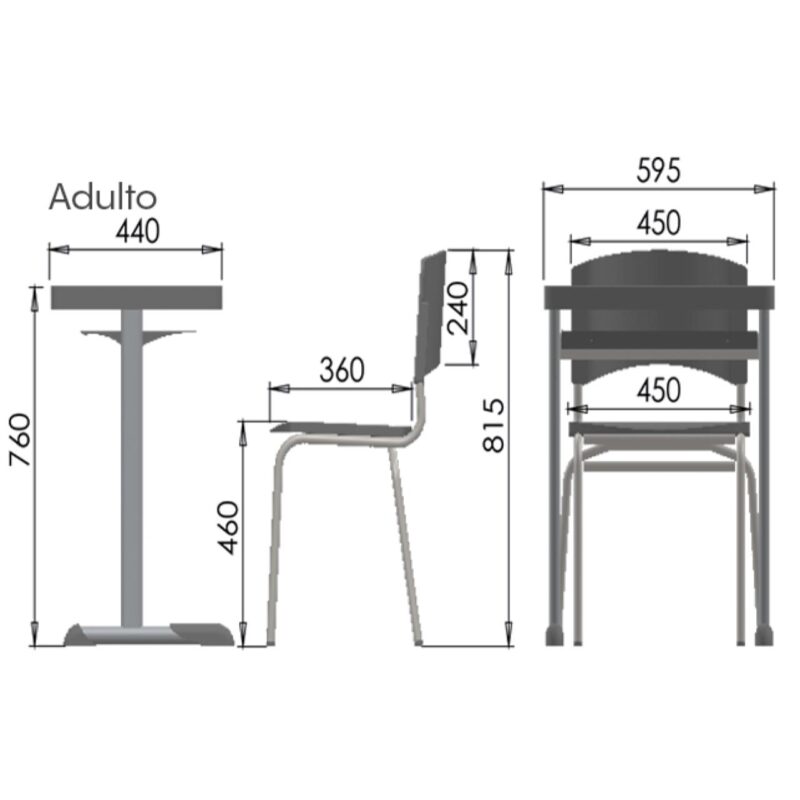 Kit Escolar Individual VERDE – (Mesa e Cadeira) – ADULTO – – COR VERDE – 40084 Magazine Office 5