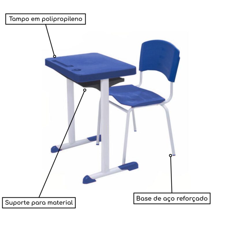 Kit Escolar Individual AZUL – (Mesa e Cadeira) – ADULTO – – COR AZUL – 40081 Magazine Office 3