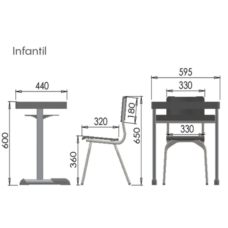 Kit Escolar Individual VERMELHO – (Mesa e Cadeira) – INFANTIL – MADEIRA – COR VERMELHO – 40086 Magazine Office 5