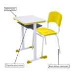 Kit Escolar Individual AMARELO – (Mesa e Cadeira) – ADULTO – MADEIRA – COR AMARELO – 40098 Magazine Office 8