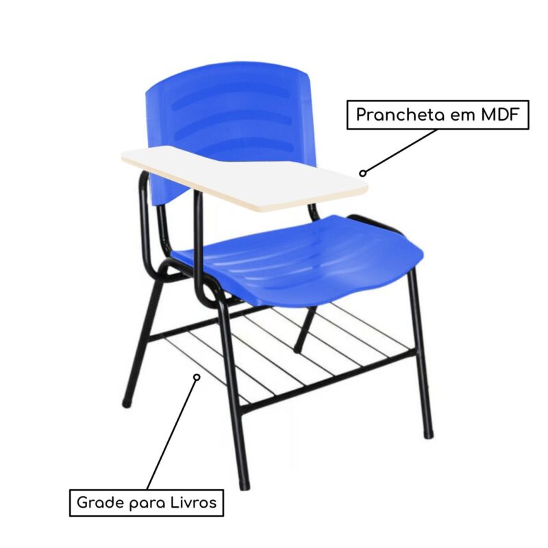 Cadeira Universitária Plástica Prancheta MDF – COR AZUL 34016 Magazine Office 3