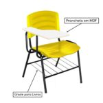 Cadeira Universitária Plástica com Prancheta MDF – COR AMARELO 34019 Magazine Office 6