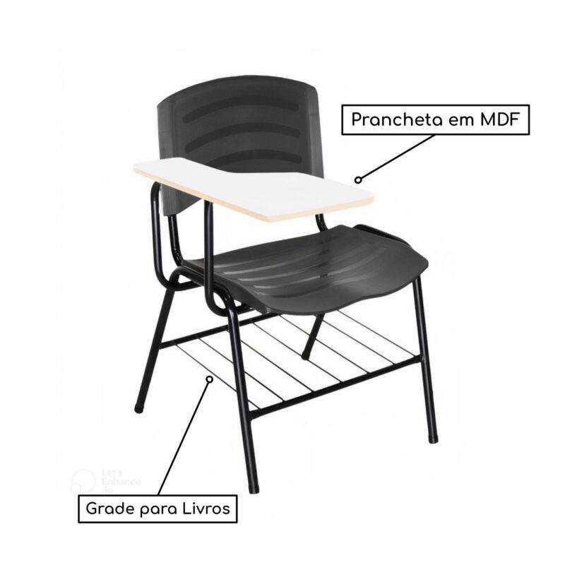 Cadeira Universitária Plástica Prancheta MDF – COR PRETO 34015 Magazine Office 3