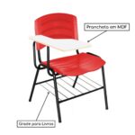 Cadeira Universitária Plástica com Prancheta MDF – COR VERMELHO 34017 Magazine Office 6