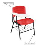 Cadeira Universitária Plástica com Prancheta MDF – COR VERMELHO 34017 Magazine Office 7