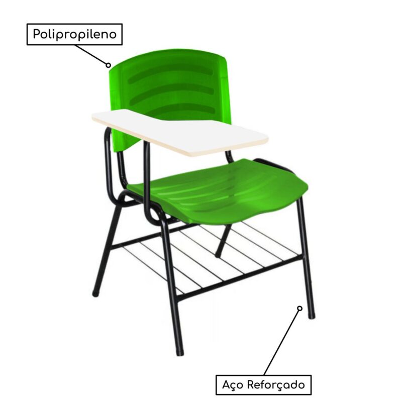 Cadeira Universitária Plástica com Prancheta MDF – COR VERDE 34018 Magazine Office 4