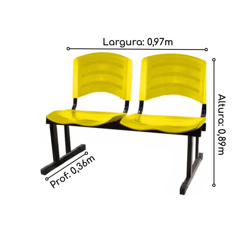 Cadeira Longarina PLÁSTICA 02 Lugares – Cor Amarelo 33030 Magazine Office 3