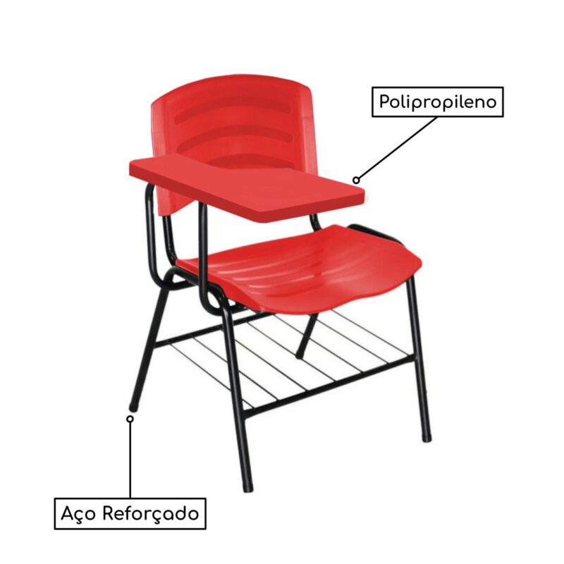 Cadeira Universitária Plástica com Prancheta PLÁSTICA – COR VERMELHO 34022 Magazine Office 4