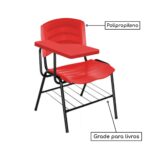 Cadeira Universitária Plástica com Prancheta PLÁSTICA – COR VERMELHO 34022 Magazine Office 8