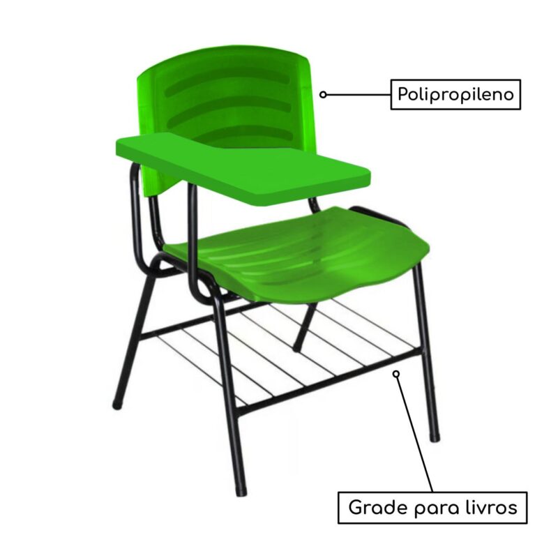 Cadeira Universitária Plástica com Prancheta PLÁSTICA – COR VERDE 34024 Magazine Office 3