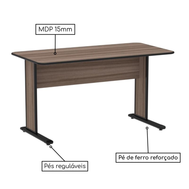 Mesa Escritório 1,20×0,60m s/ gavetas – Cor Walnut 44095 Magazine Office 4