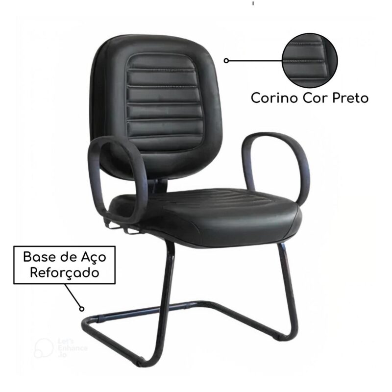 Cadeira DIRETOR COSTURADA Base em “S” Preta c/ Braço Corsa 30300 Magazine Office 3