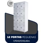 Armário Roupeiro de Aço c/ 12 Portas PEQUENAS – 1,95×0,92×0,40m – SA – CZ/CZ – 14001 Magazine Office 7