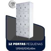 Armário Roupeiro de Aço c/ 12 Portas PEQUENAS – 1,95×0,92×0,40m – SA – CZ/CZ – 14001 Magazine Office