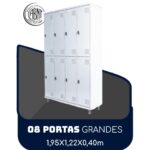 Armário Roupeiro de Aço c/ 08 Portas GRANDES – 1,95×1,22×0,40m – SA – CZ/CZ – 14003 Magazine Office 7